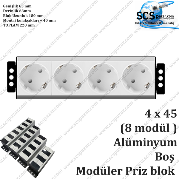 4X45 PRIZ BLOK ( 8 MODÜL )