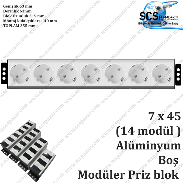 7X45 PRIZ BLOK ( 14 MODÜL )