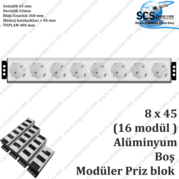 8X45 PRIZ BLOK ( 16 MODÜL )